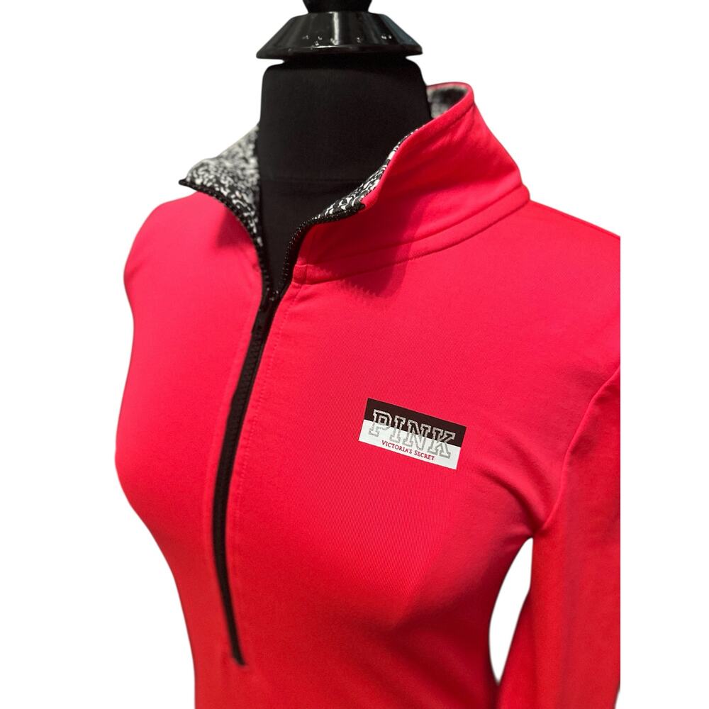 Victoria's Secret PINK Neon Coral Pink Ultimate 1/2 Zip Pullover Size Medium - Picture 2 of 5